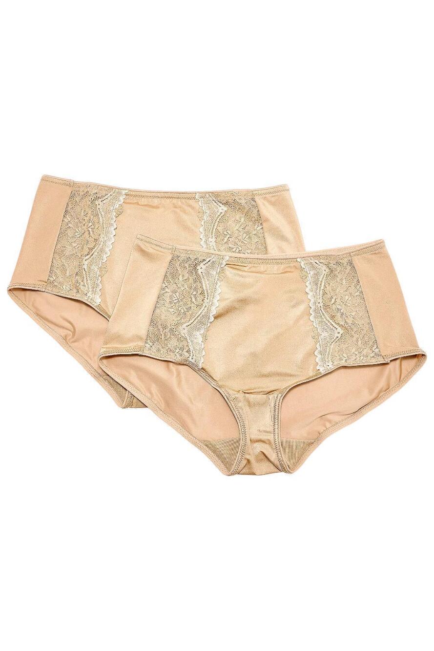 Breezies Women's 2-pack Two-Tone Lace Shimmer Hpster Brief Panty Beige - Regular